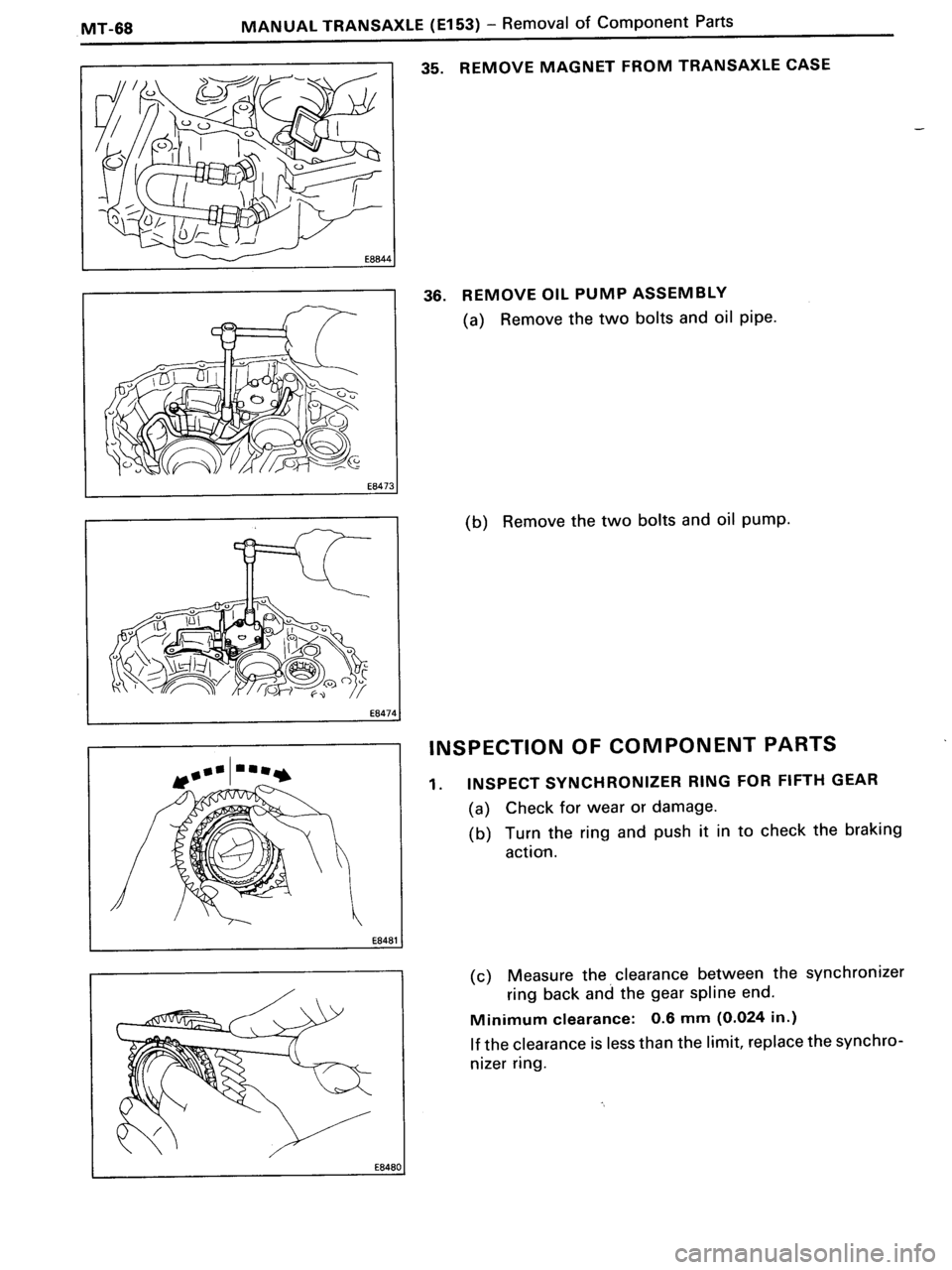 TOYOTA MR-2 1991 Factory Repair Manual TOYOTA MR-2 1991 Factory Repair Manual
