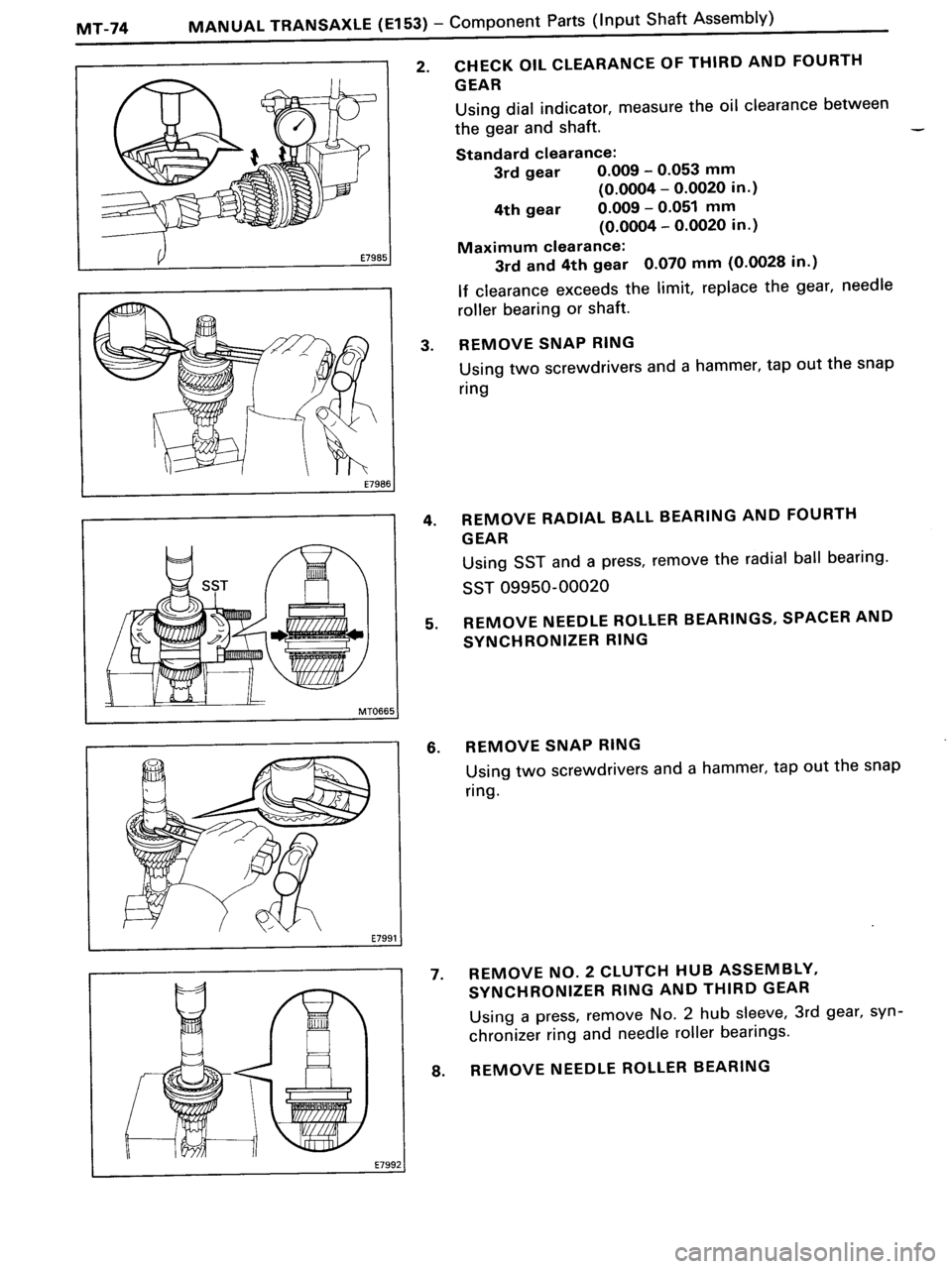 TOYOTA MR-2 1991 Factory Repair Manual TOYOTA MR-2 1991 Factory Repair Manual