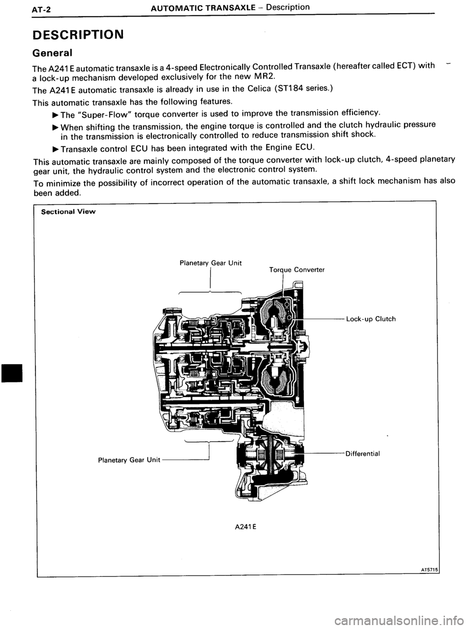 TOYOTA MR-2 1991 Factory Repair Manual TOYOTA MR-2 1991 Factory Repair Manual