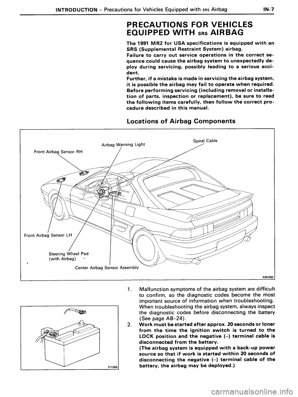 TOYOTA MR-2 1991  Factory Repair Manual 