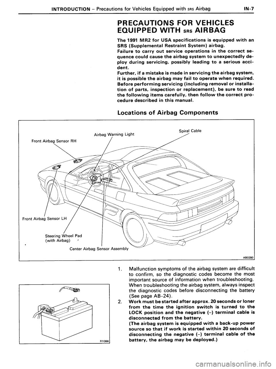 TOYOTA MR-2 1991 Factory Repair Manual TOYOTA MR-2 1991 Factory Repair Manual