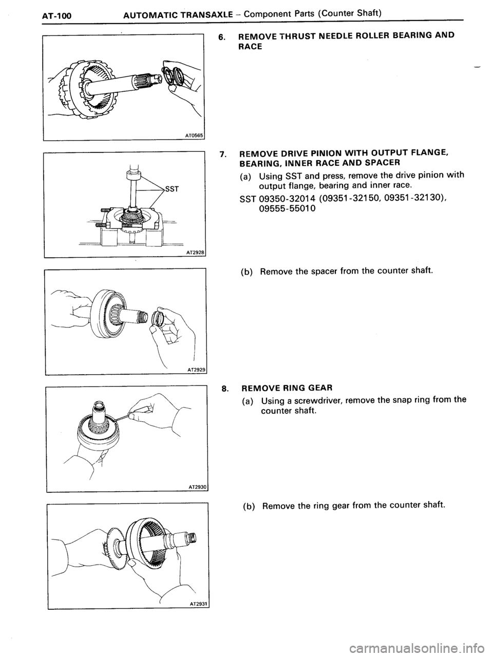 TOYOTA MR-2 1991 Factory Repair Manual TOYOTA MR-2 1991 Factory Repair Manual