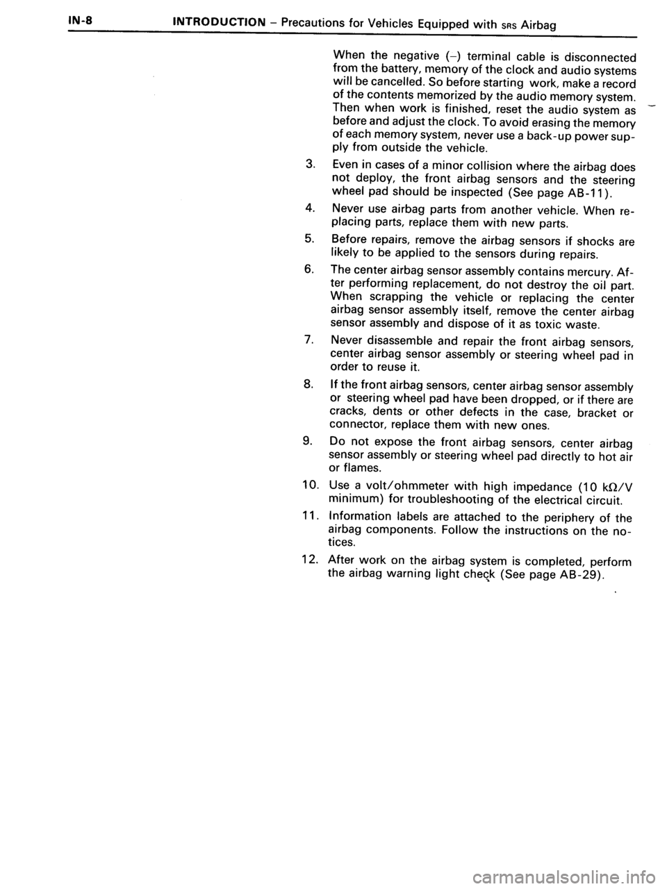TOYOTA MR-2 1991  Factory Repair Manual 