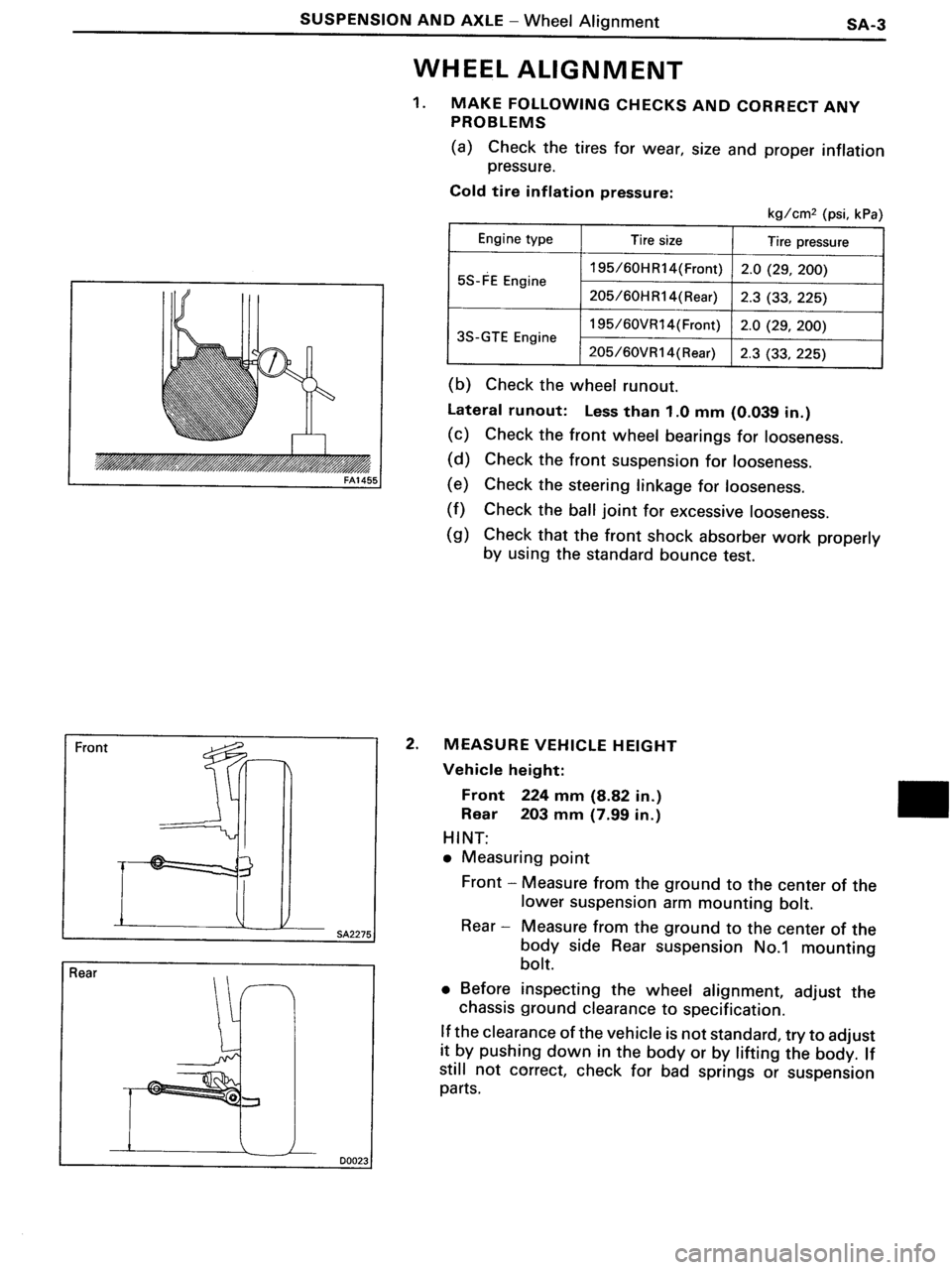 TOYOTA MR-2 1991  Factory Repair Manual 
