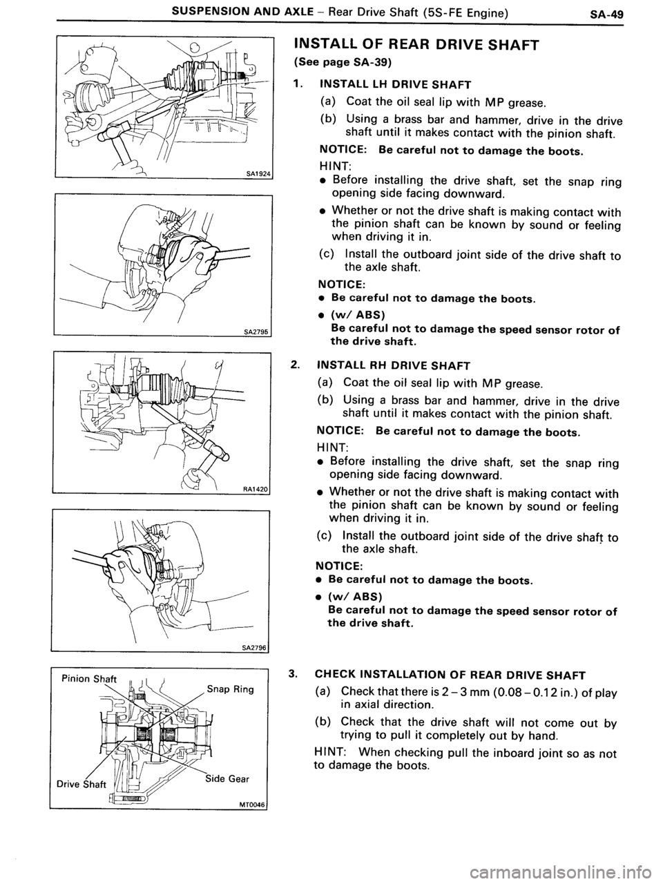 TOYOTA MR-2 1991 Factory Repair Manual TOYOTA MR-2 1991 Factory Repair Manual