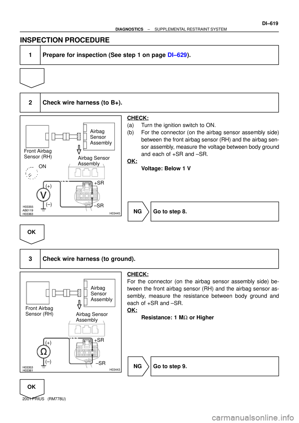 TOYOTA PRIUS 2001 Service Repair Manual H03363
H03355AB0119H03445
Airbag
Sensor
Assembly
Front Airbag
Sensor (RH)
(+)+SR
(±)
±SR Airbag Sensor
Assembly
ON
H03361H03353H03443
Airbag
Sensor
Assembly
Front Airbag
Sensor (RH)
(+)+SR
(Â TOYOTA PRIUS 2001 Service Repair Manual H03363
H03355AB0119H03445
Airbag
Sensor
Assembly
Front Airbag
Sensor (RH)
(+)+SR
(±)
±SR Airbag Sensor
Assembly
ON
H03361H03353H03443
Airbag
Sensor
Assembly
Front Airbag
Sensor (RH)
(+)+SR
(Â