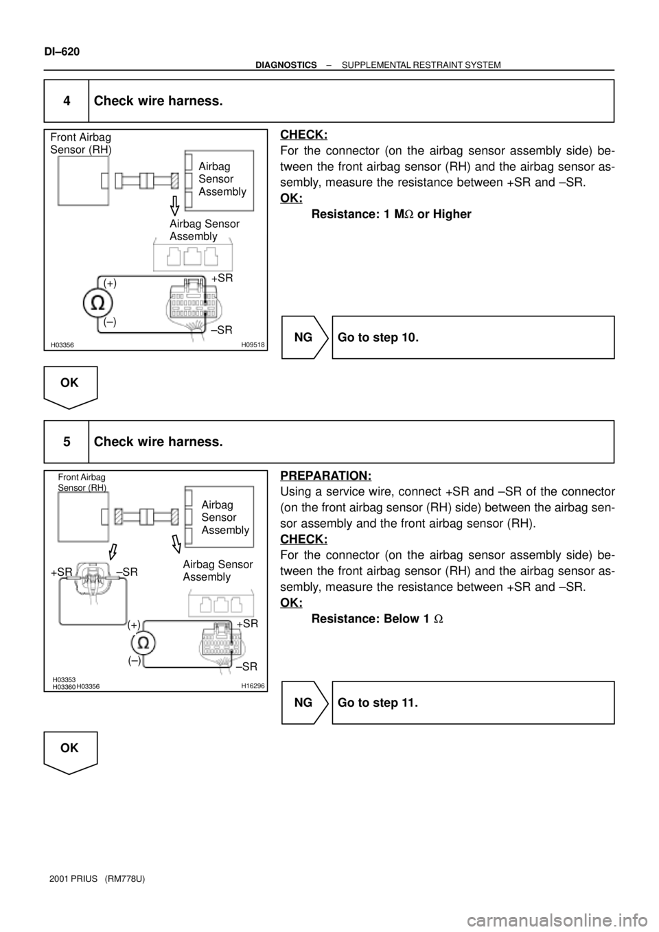 TOYOTA PRIUS 2001 Service Repair Manual H03355H03356H09518
Airbag
Sensor
Assembly Front Airbag
Sensor (RH)
(+)+SR
(±)
±SR Airbag Sensor
Assembly
H03353H03356H03360H16296
Front Airbag
Sensor (RH)
Airbag
Sensor
Assembly
(+)+SR Airbag TOYOTA PRIUS 2001 Service Repair Manual H03355H03356H09518
Airbag
Sensor
Assembly Front Airbag
Sensor (RH)
(+)+SR
(±)
±SR Airbag Sensor
Assembly
H03353H03356H03360H16296
Front Airbag
Sensor (RH)
Airbag
Sensor
Assembly
(+)+SR Airbag