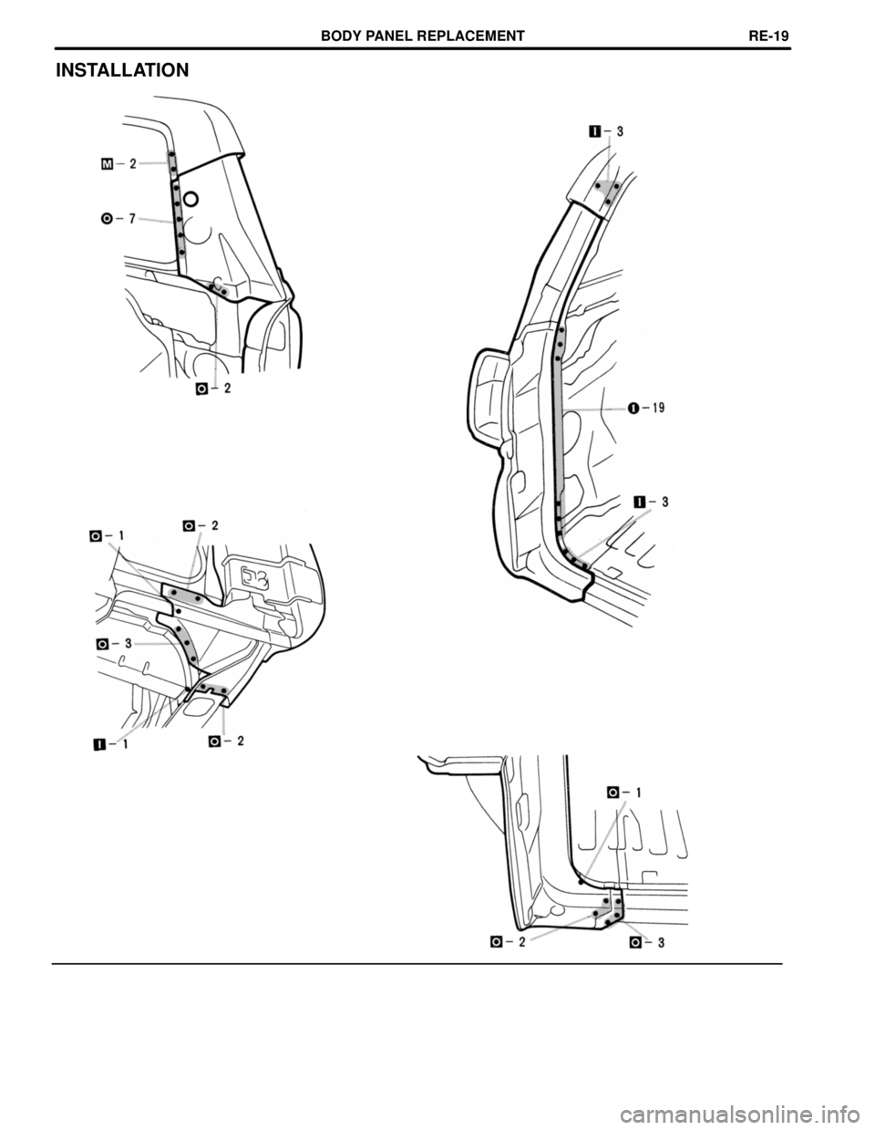 TOYOTA RAV4 1996  Service Repair Manual INSTALLATION
BODY PANEL REPLACEMENTREœ19 