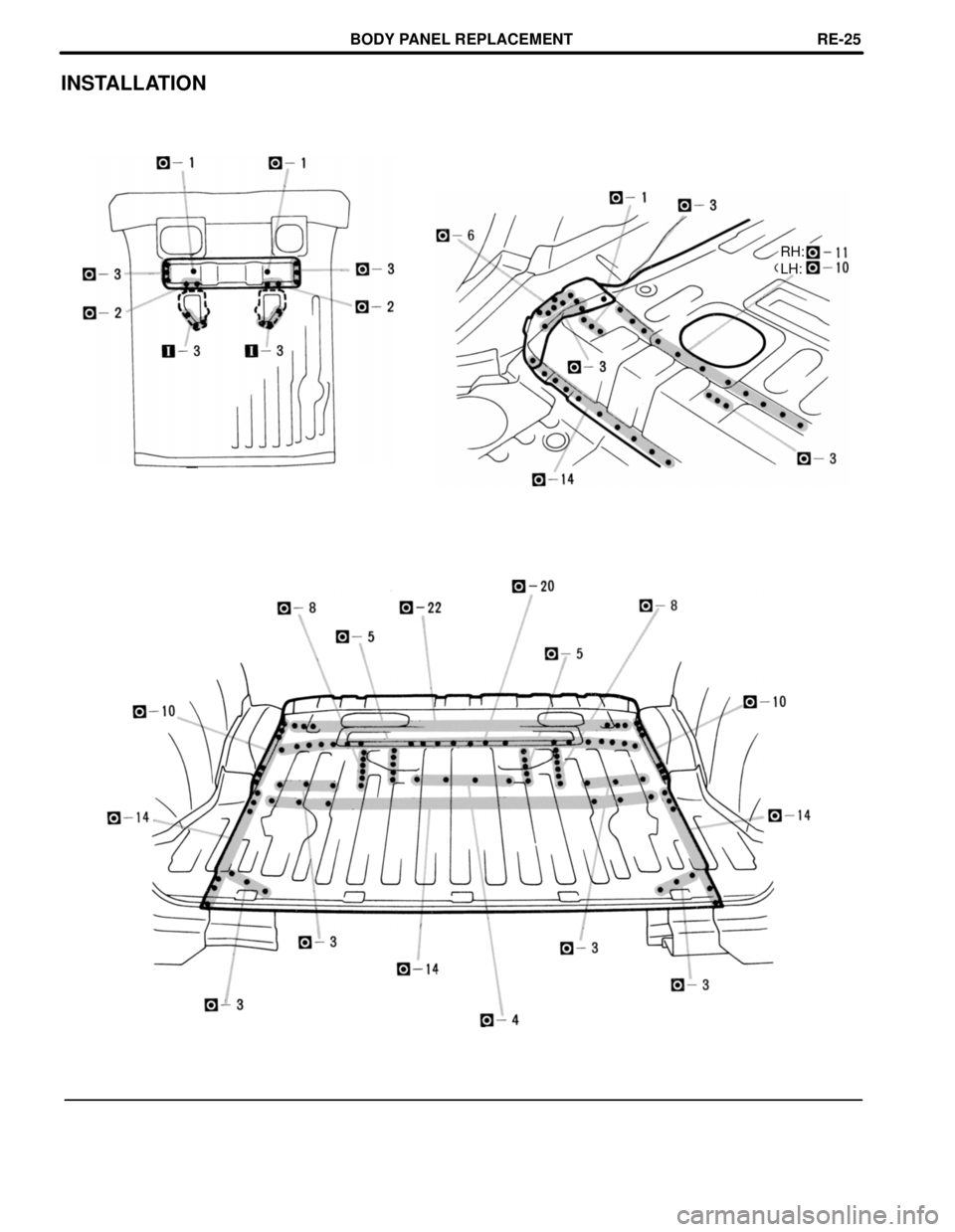 TOYOTA RAV4 1996 Service Repair Manual INSTALLATION
RH:
LH:
BODY PANEL REPLACEMENTREœ25 TOYOTA RAV4 1996 Service Repair Manual INSTALLATION
RH:
LH:
BODY PANEL REPLACEMENTREœ25