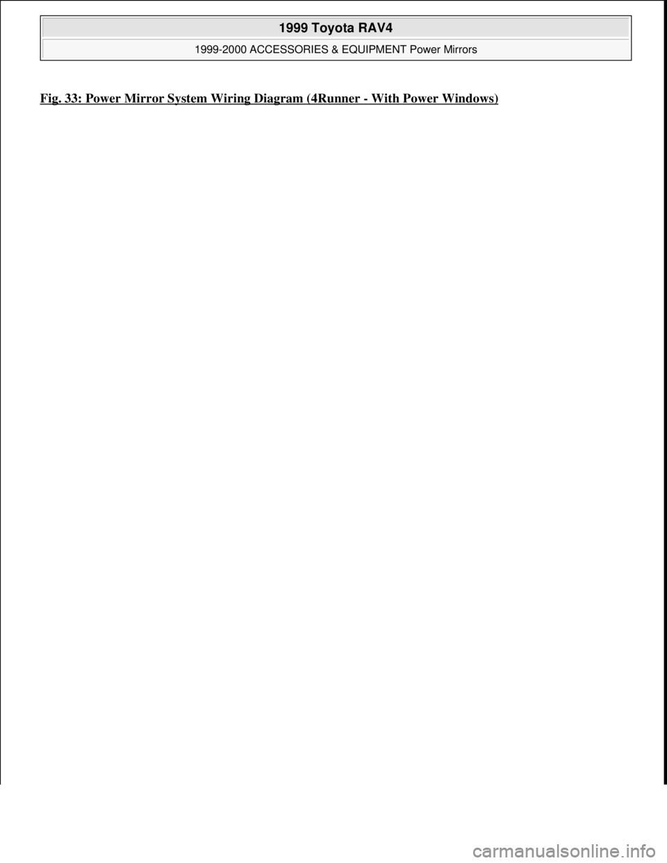 TOYOTA RAV4 1996  Service Repair Manual Fig. 33: Power Mirror System Wiring Diagram (4Runner -With Power Windows) 
 
1999 Toyota RAV4 
1999-2000 ACCESSORIES & EQUIPMENT Power Mirrors  
Microsoft  
Sunday, November 22, 2009 10:55:58 AMPage 4