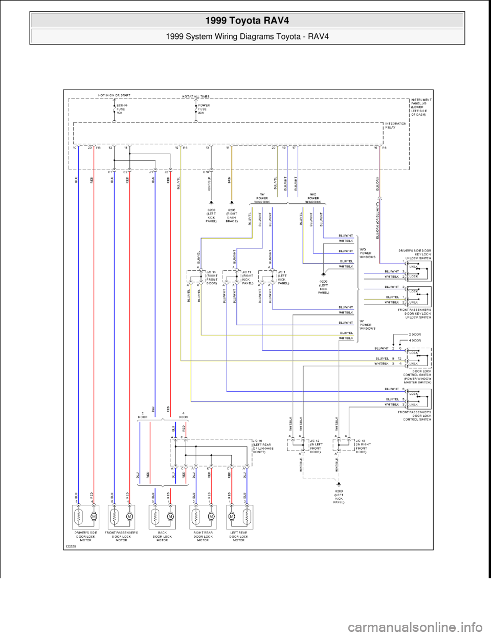 TOYOTA RAV4 1996  Service Repair Manual  
1999 Toyota RAV4 
1999 System Wiring Diagrams Toyota - RAV4  
Microsoft  
Sunday, November 22, 2009 10:50:58 AMPage 46 © 2005 Mitchell Repair Information Company, LLC.  