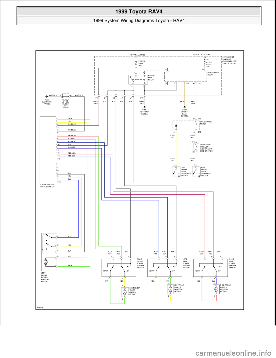 TOYOTA RAV4 1996  Service Repair Manual  
1999 Toyota RAV4 
1999 System Wiring Diagrams Toyota - RAV4  
Microsoft  
Sunday, November 22, 2009 10:50:58 AMPage 54 © 2005 Mitchell Repair Information Company, LLC.  