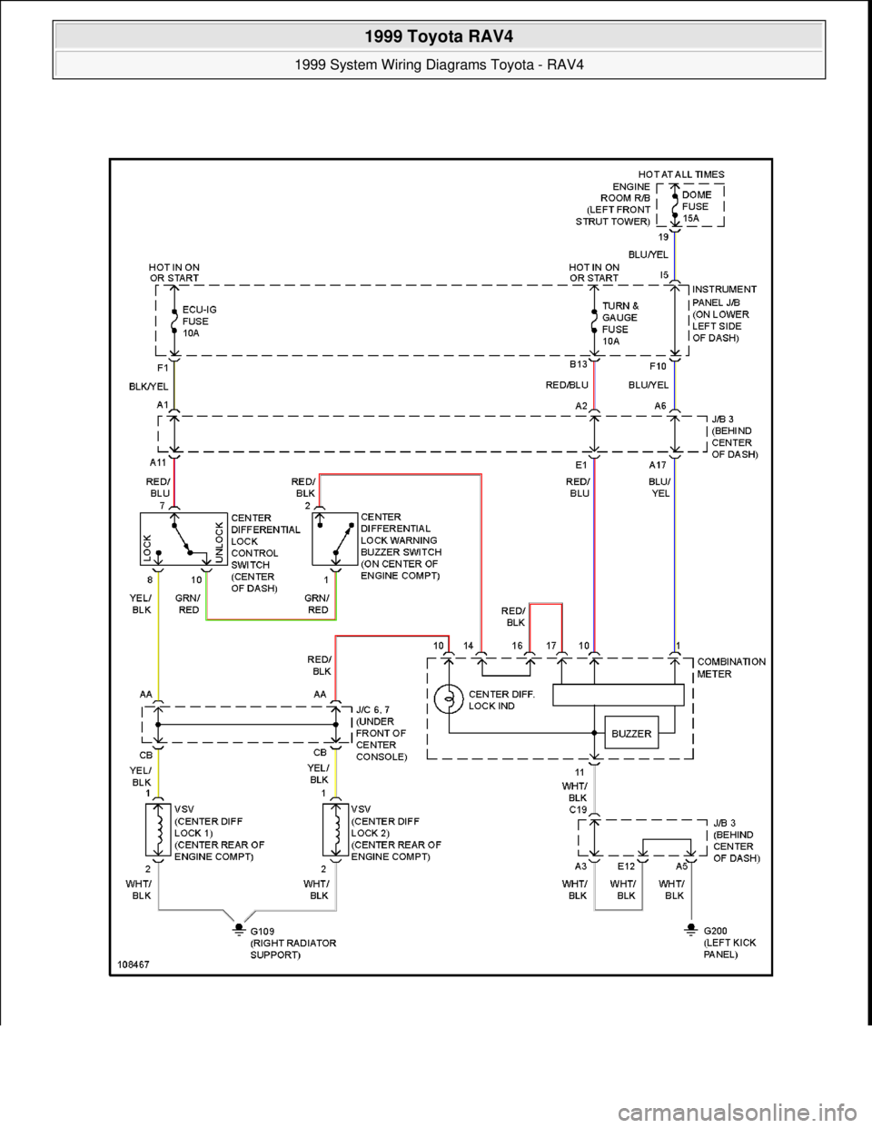 TOYOTA RAV4 1996  Service Repair Manual  
1999 Toyota RAV4 
1999 System Wiring Diagrams Toyota - RAV4  
Microsoft  
Sunday, November 22, 2009 10:50:58 AMPage 68 © 2005 Mitchell Repair Information Company, LLC.  