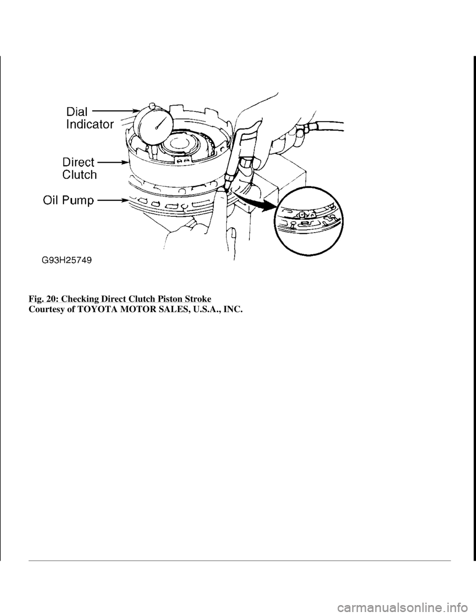 TOYOTA RAV4 1996 Service Repair Manual Fig. 20: Checking Direct Clutch Piston Stroke
Courtesy of TOYOTA MOTOR SALES, U.S.A., INC.
1998 Toyota Avalon XLS
1997-99 AUTOMATIC TRANSMISSIONS Toyota A-540E, A-540H & A-541E Overhaul
Helpmele TOYOTA RAV4 1996 Service Repair Manual Fig. 20: Checking Direct Clutch Piston Stroke
Courtesy of TOYOTA MOTOR SALES, U.S.A., INC.
1998 Toyota Avalon XLS
1997-99 AUTOMATIC TRANSMISSIONS Toyota A-540E, A-540H & A-541E Overhaul
Helpmele