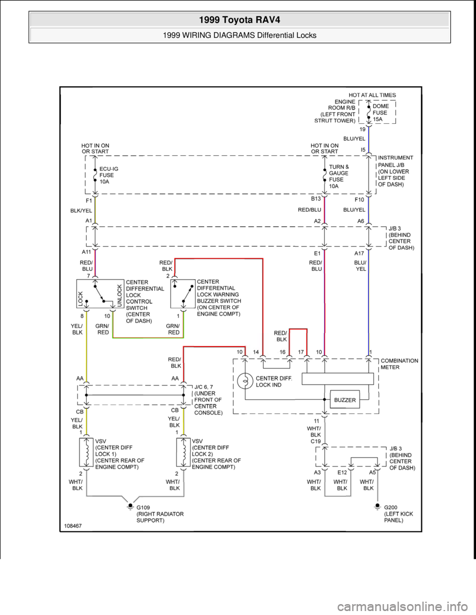TOYOTA RAV4 1996  Service Repair Manual  
1999 Toyota RAV4 
1999 WIRING DIAGRAMS Differential Locks  
Microsoft  
Sunday, November 22, 2009 10:10:16 AMPage 4 © 2005 Mitchell Repair Information Company, LLC.  