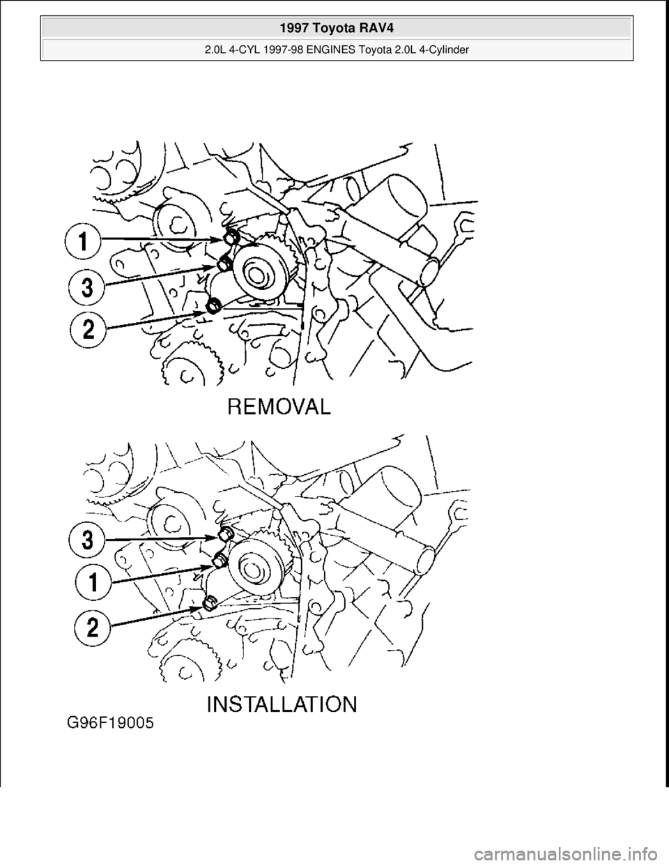 TOYOTA RAV4 1996 Service Repair Manual
1997 Toyota RAV4
2.0L 4-CYL 1997-98 ENGINES Toyota 2.0L 4-Cylinder
Microsoft
Sunday, November 22, 2009 10:23:31 AMPage 41 © 2005 Mitchell Repair Information Company, LLC. TOYOTA RAV4 1996 Service Repair Manual
1997 Toyota RAV4
2.0L 4-CYL 1997-98 ENGINES Toyota 2.0L 4-Cylinder
Microsoft
Sunday, November 22, 2009 10:23:31 AMPage 41 © 2005 Mitchell Repair Information Company, LLC.