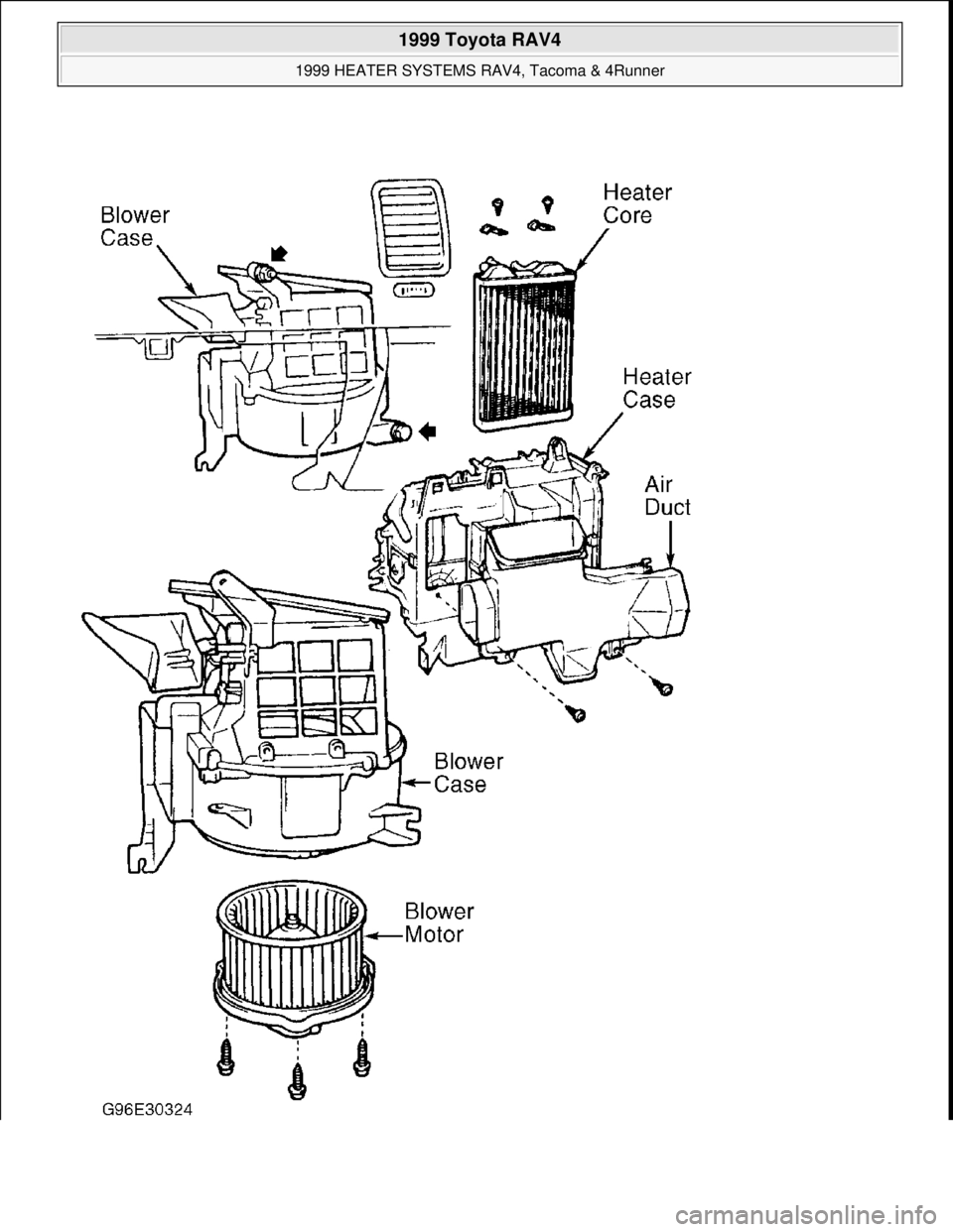 TOYOTA RAV4 1996  Service Repair Manual  
1999 Toyota RAV4 
1999 HEATER SYSTEMS RAV4, Tacoma & 4Runner  
Microsoft  
Sunday, November 22, 2009 10:30:50 AMPage 12 © 2005 Mitchell Repair Information Company, LLC.  