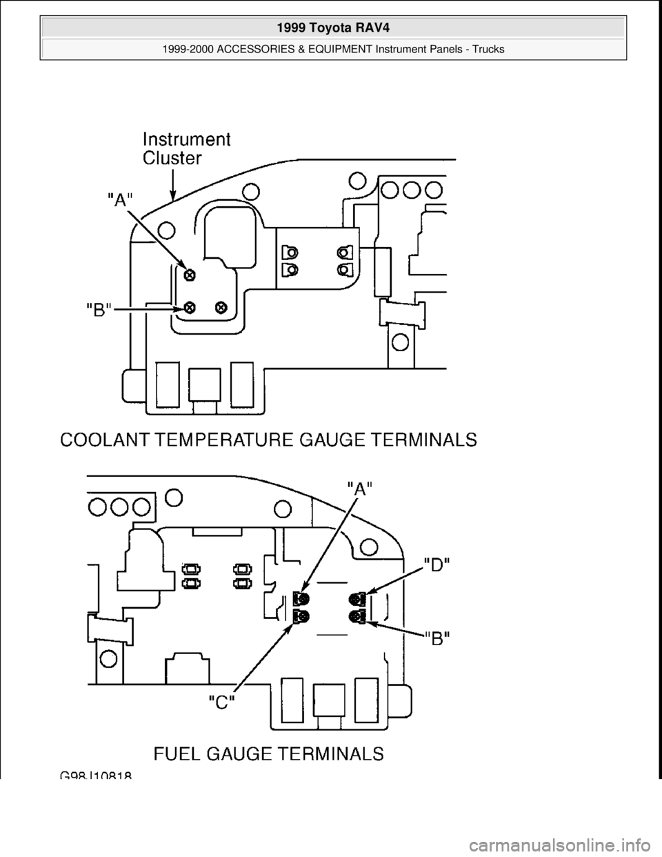 TOYOTA RAV4 1996  Service Repair Manual  
1999 Toyota RAV4 
1999-2000 ACCESSORIES & EQUIPMENT Instrument Panels - Trucks  
Microsoft  
Sunday, November 22, 2009 10:54:09 AMPage 6 © 2005 Mitchell Repair Information Company, LLC.  