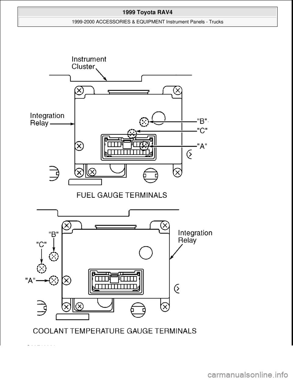TOYOTA RAV4 1996  Service Repair Manual  
1999 Toyota RAV4 
1999-2000 ACCESSORIES & EQUIPMENT Instrument Panels - Trucks  
Microsoft  
Sunday, November 22, 2009 10:54:09 AMPage 8 © 2005 Mitchell Repair Information Company, LLC.  