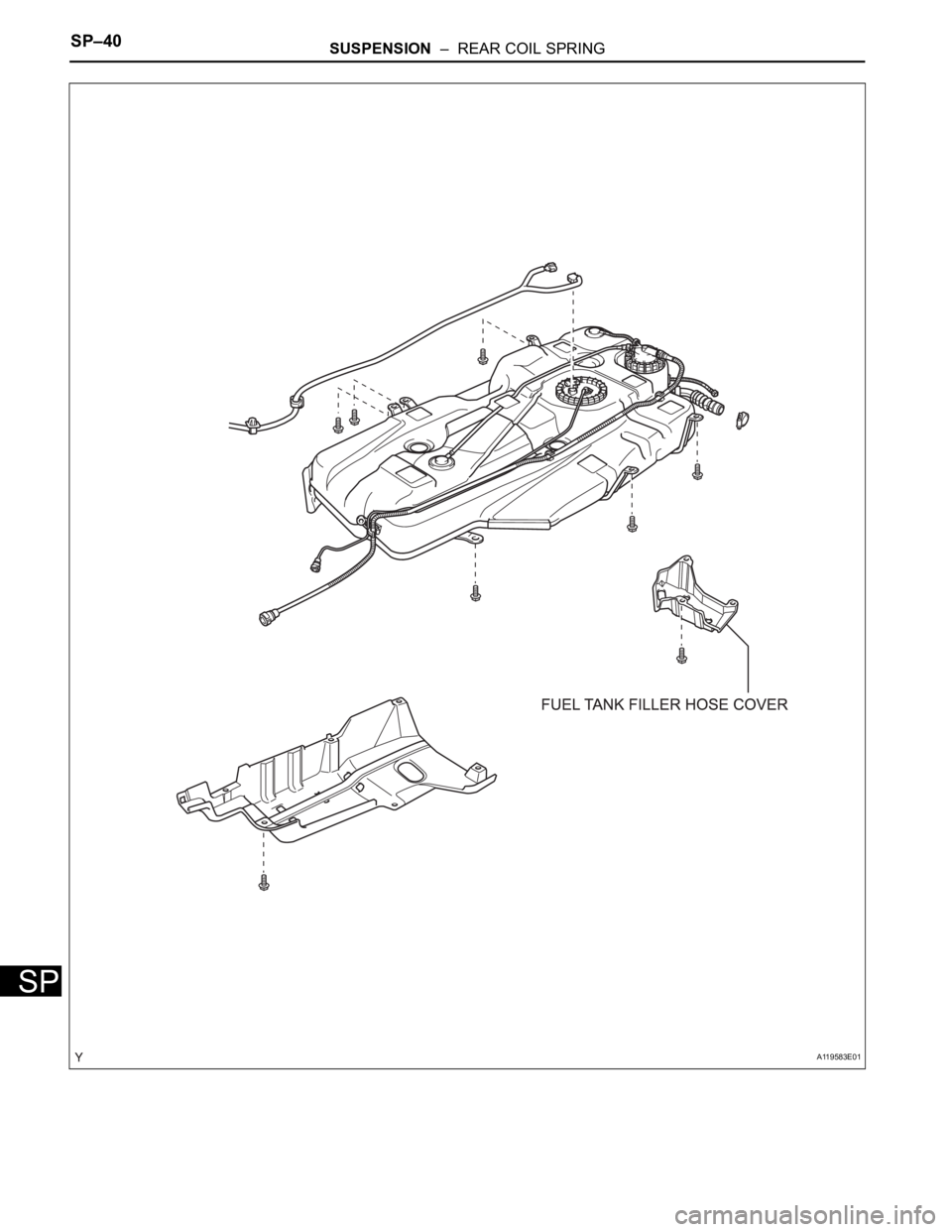 TOYOTA SIENNA 2007  Service Repair Manual SP–40SUSPENSION  –  REAR COIL SPRING
SP
A119583E01 