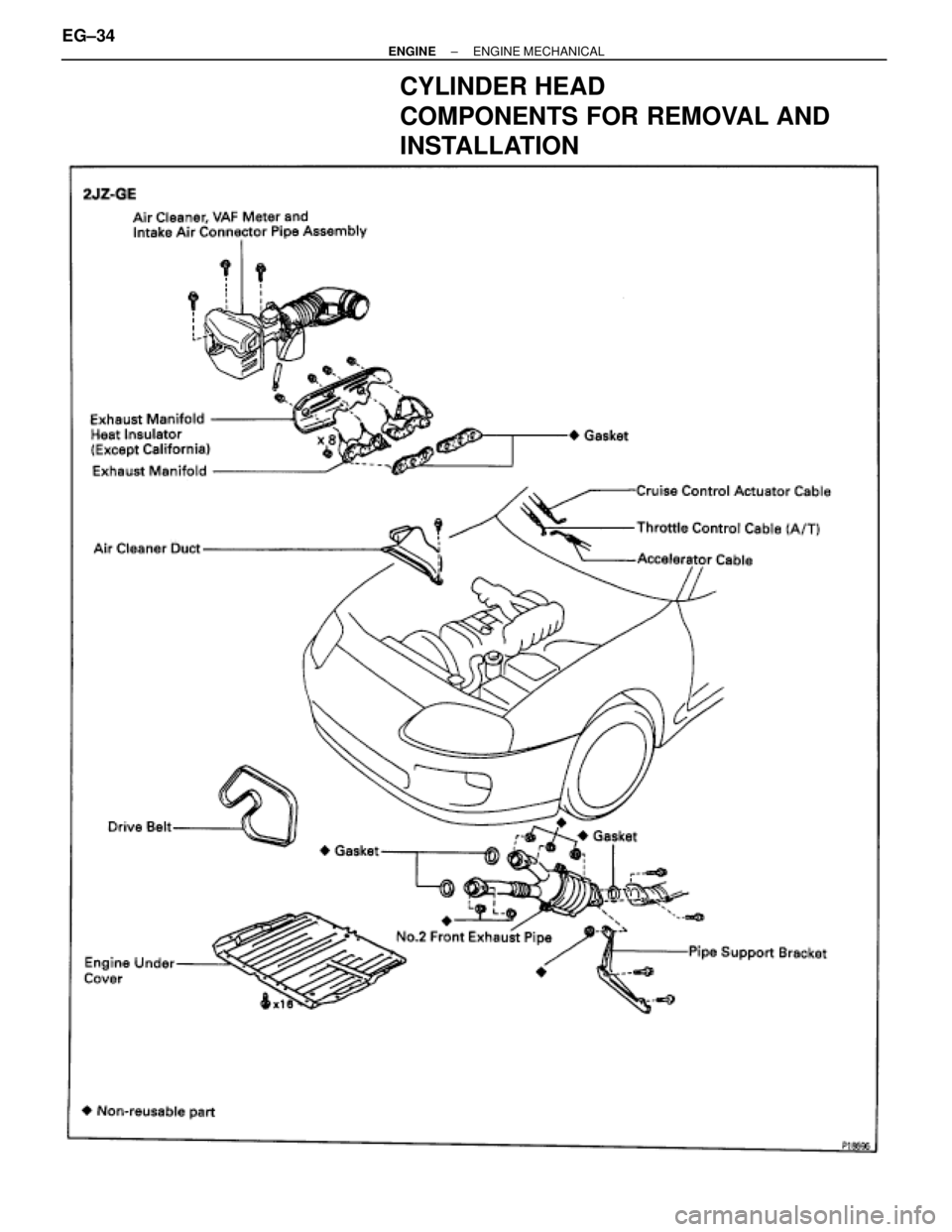 TOYOTA SUPRA 1986  Service Repair Manual CYLINDER HEAD
COMPONENTS FOR REMOVAL AND
INSTALLATION
EG±34± ENGINEENGINE MECHANICAL 
