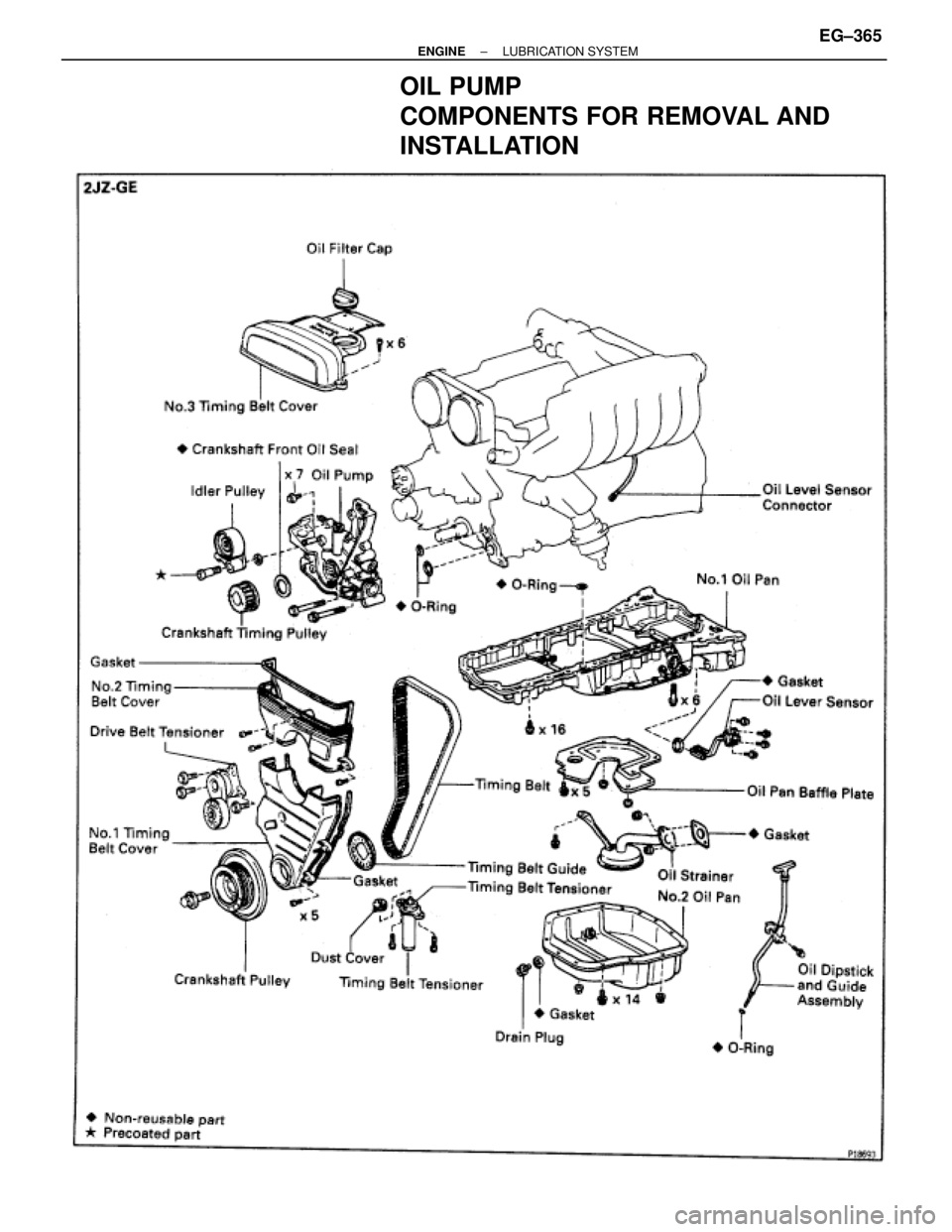 TOYOTA SUPRA 1986  Service Repair Manual OIL PUMP
COMPONENTS FOR REMOVAL AND
INSTALLATION
± ENGINELUBRICATION SYSTEMEG±365 
