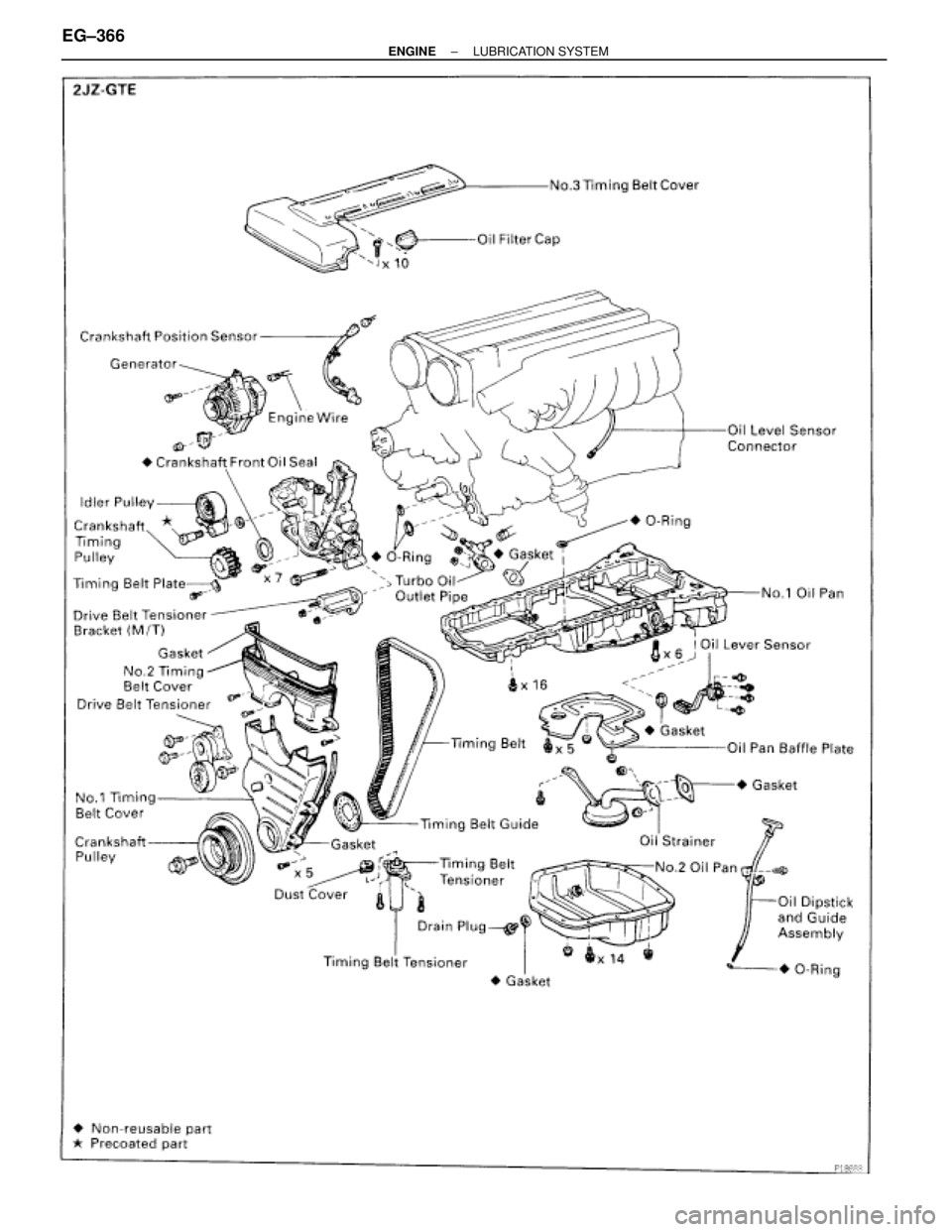 TOYOTA SUPRA 1986  Service Repair Manual EG±366± ENGINELUBRICATION SYSTEM 