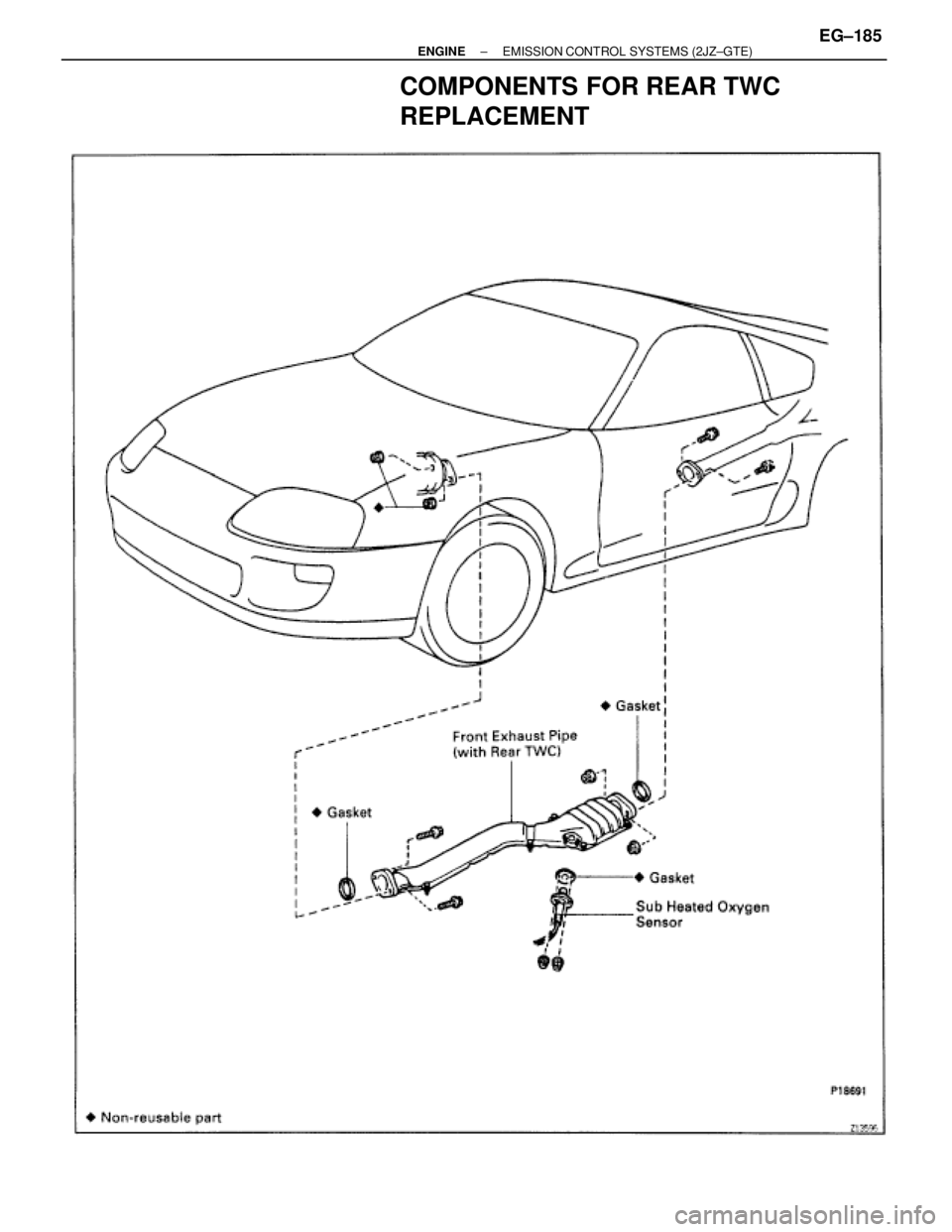 TOYOTA SUPRA 1986  Service Repair Manual COMPONENTS FOR REAR TWC
REPLACEMENT
± ENGINEEMISSION CONTROL SYSTEMS (2JZ±GTE)EG±185 