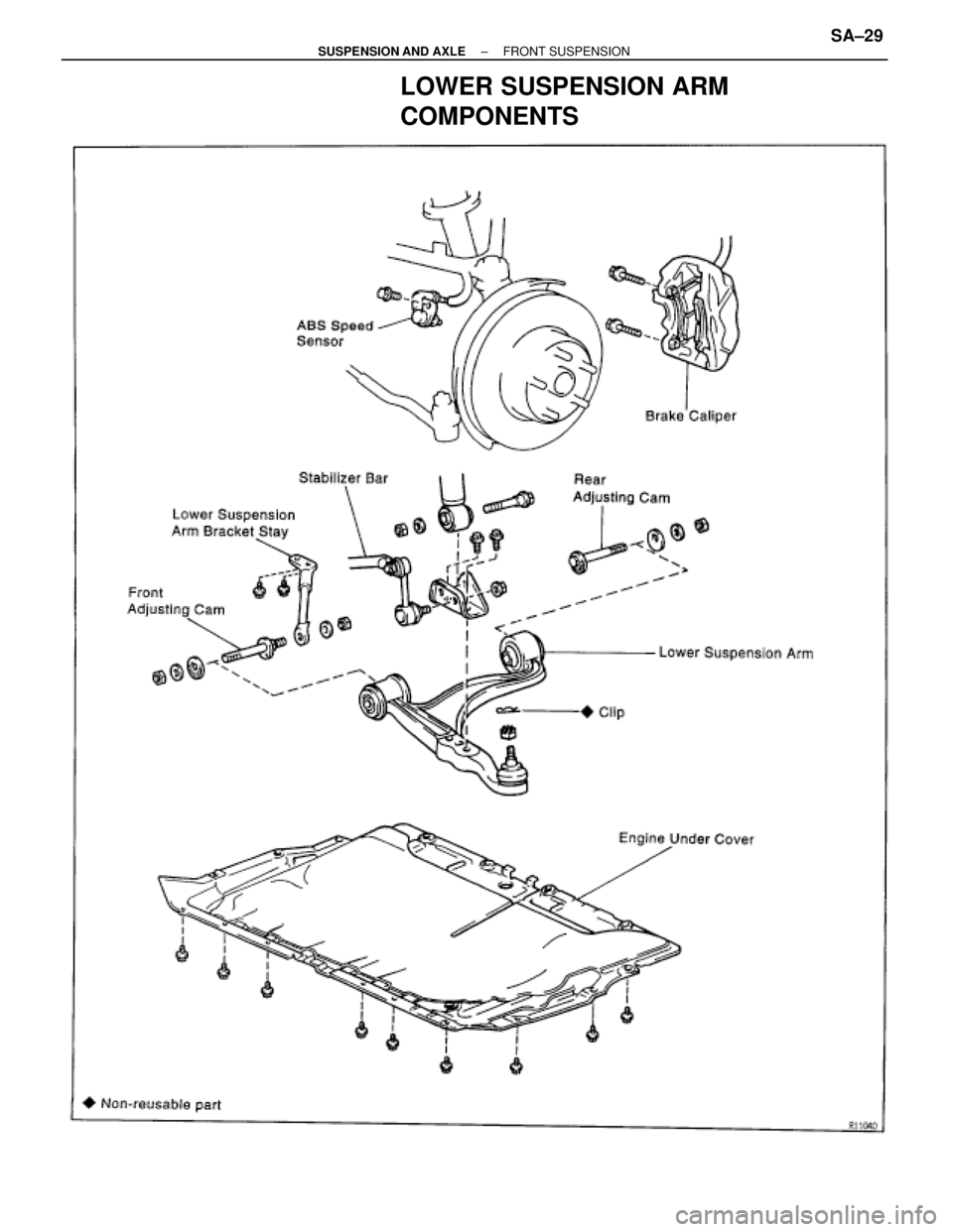 TOYOTA SUPRA 1995  Service Repair Manual LOWER SUSPENSION ARM
COMPONENTS
± SUSPENSION AND AXLEFRONT SUSPENSIONSA±29 