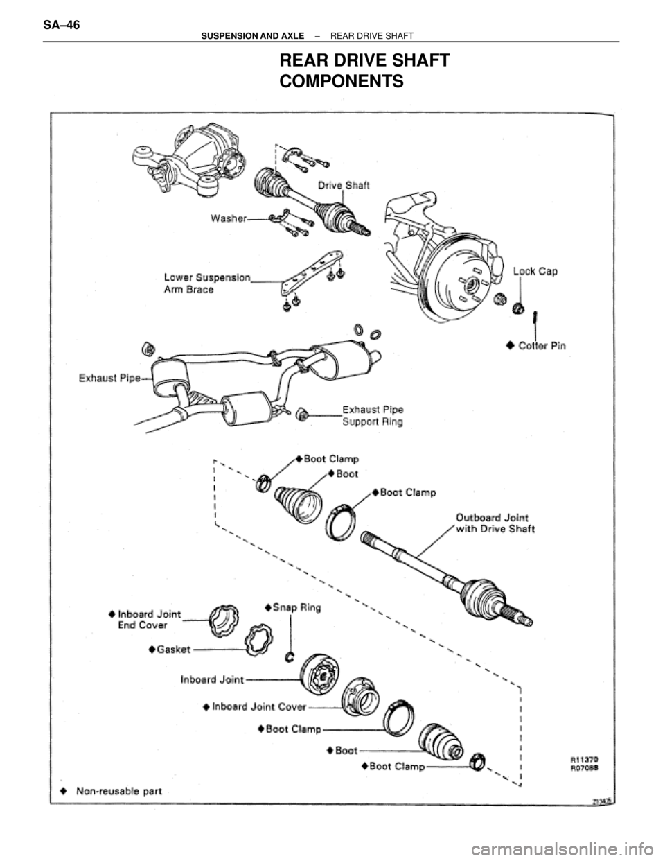 TOYOTA SUPRA 1995  Service Repair Manual REAR DRIVE SHAFT
COMPONENTS
SA±46± SUSPENSION AND AXLEREAR DRIVE SHAFT 