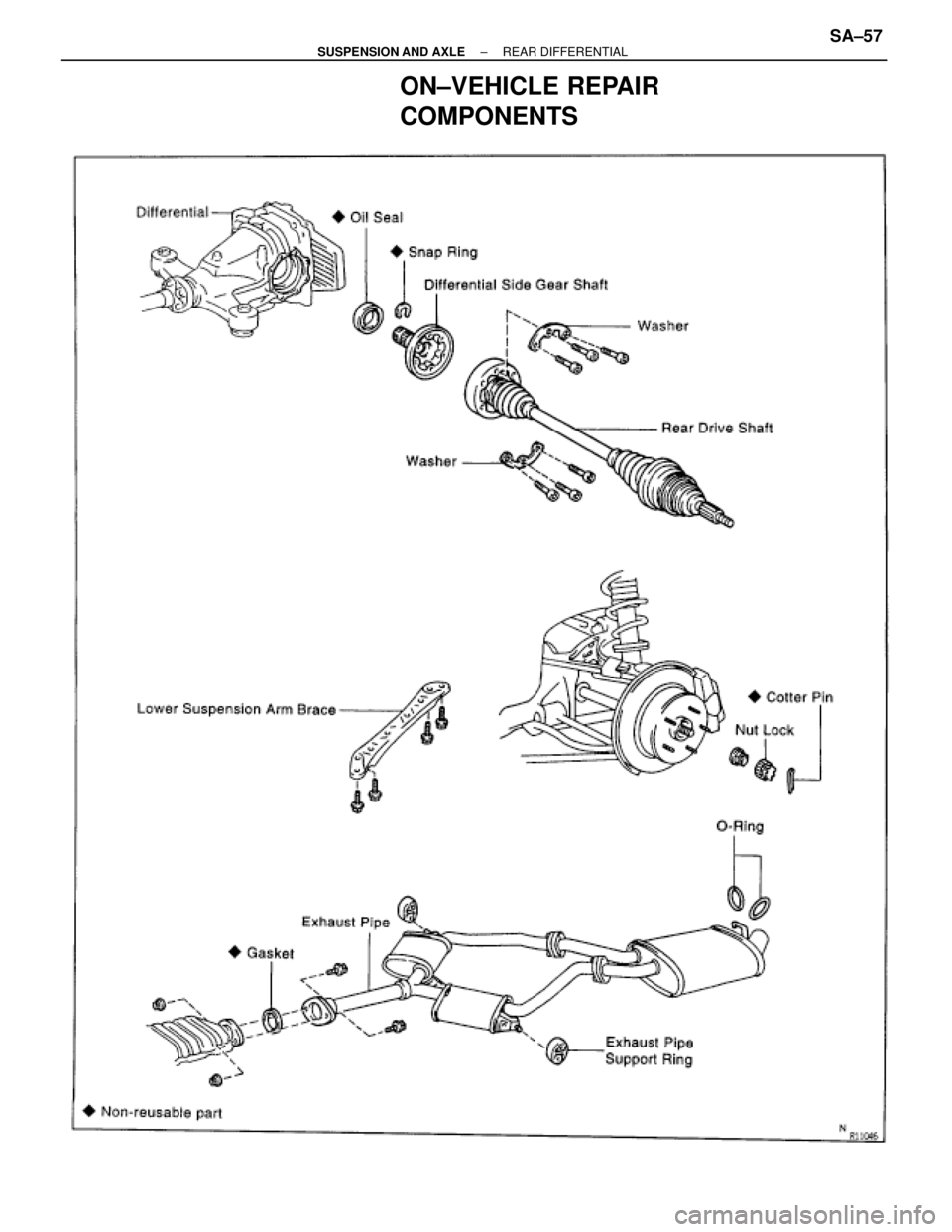 TOYOTA SUPRA 1995  Service Repair Manual ON±VEHICLE REPAIR
COMPONENTS
± SUSPENSION AND AXLEREAR DIFFERENTIALSA±57 