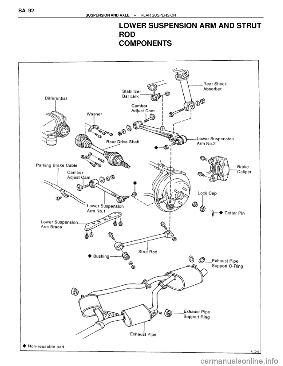 TOYOTA SUPRA 1995 Service Repair Manual LOWER SUSPENSION ARM AND STRUT
ROD
COMPONENTS
SA±92± SUSPENSION AND AXLEREAR SUSPENSION TOYOTA SUPRA 1995 Service Repair Manual LOWER SUSPENSION ARM AND STRUT
ROD
COMPONENTS
SA±92± SUSPENSION AND AXLEREAR SUSPENSION