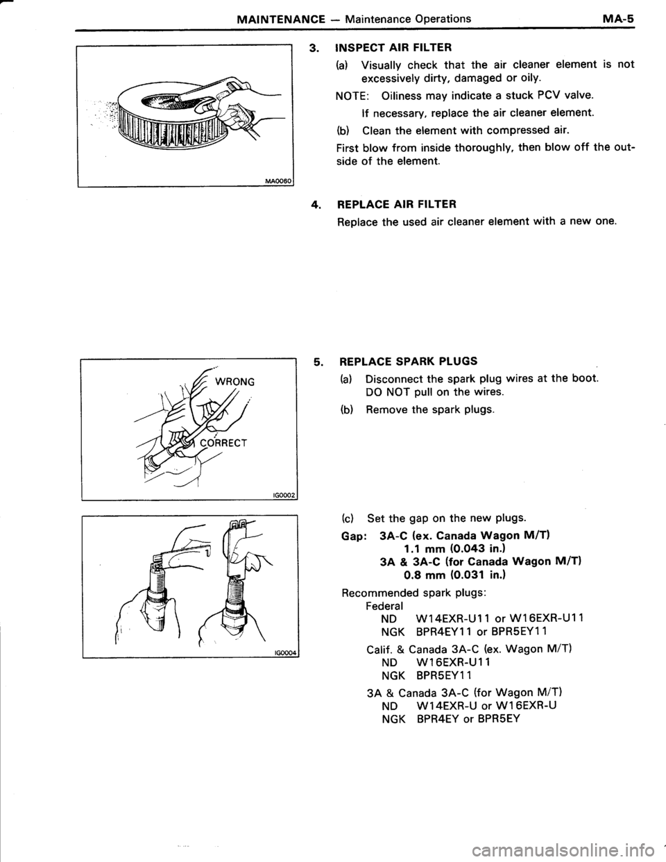 TOYOTA TERCEL 1985 User Guide TOYOTA TERCEL 1985 User Guide