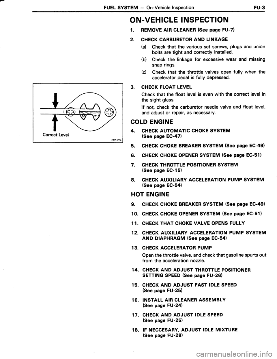 TOYOTA TERCEL 1985  Repair Manual 