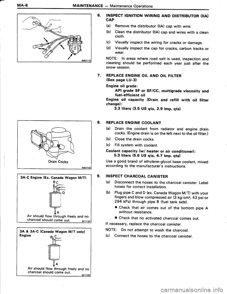 TOYOTA TERCEL 1985 User Guide TOYOTA TERCEL 1985 User Guide