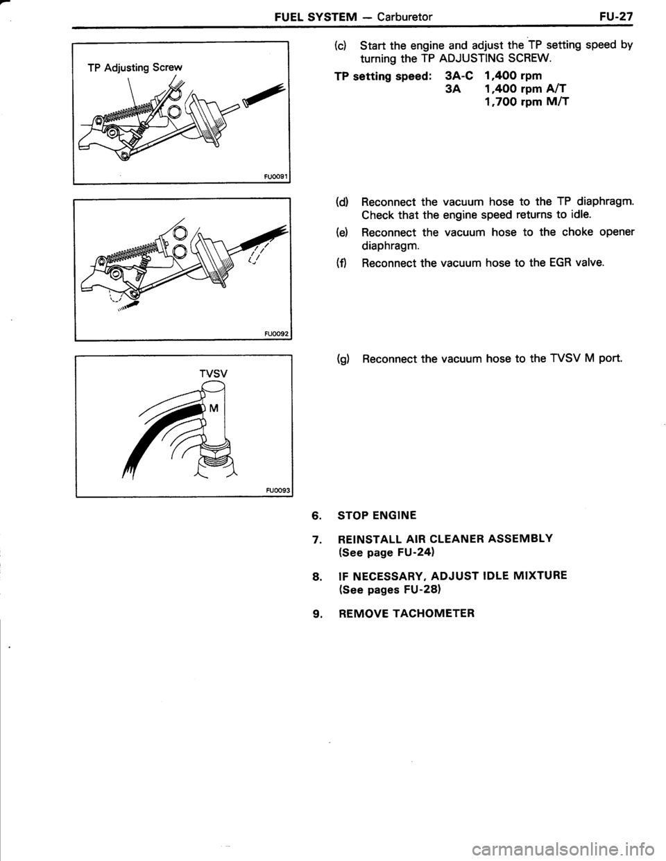 TOYOTA TERCEL 1985  Repair Manual 