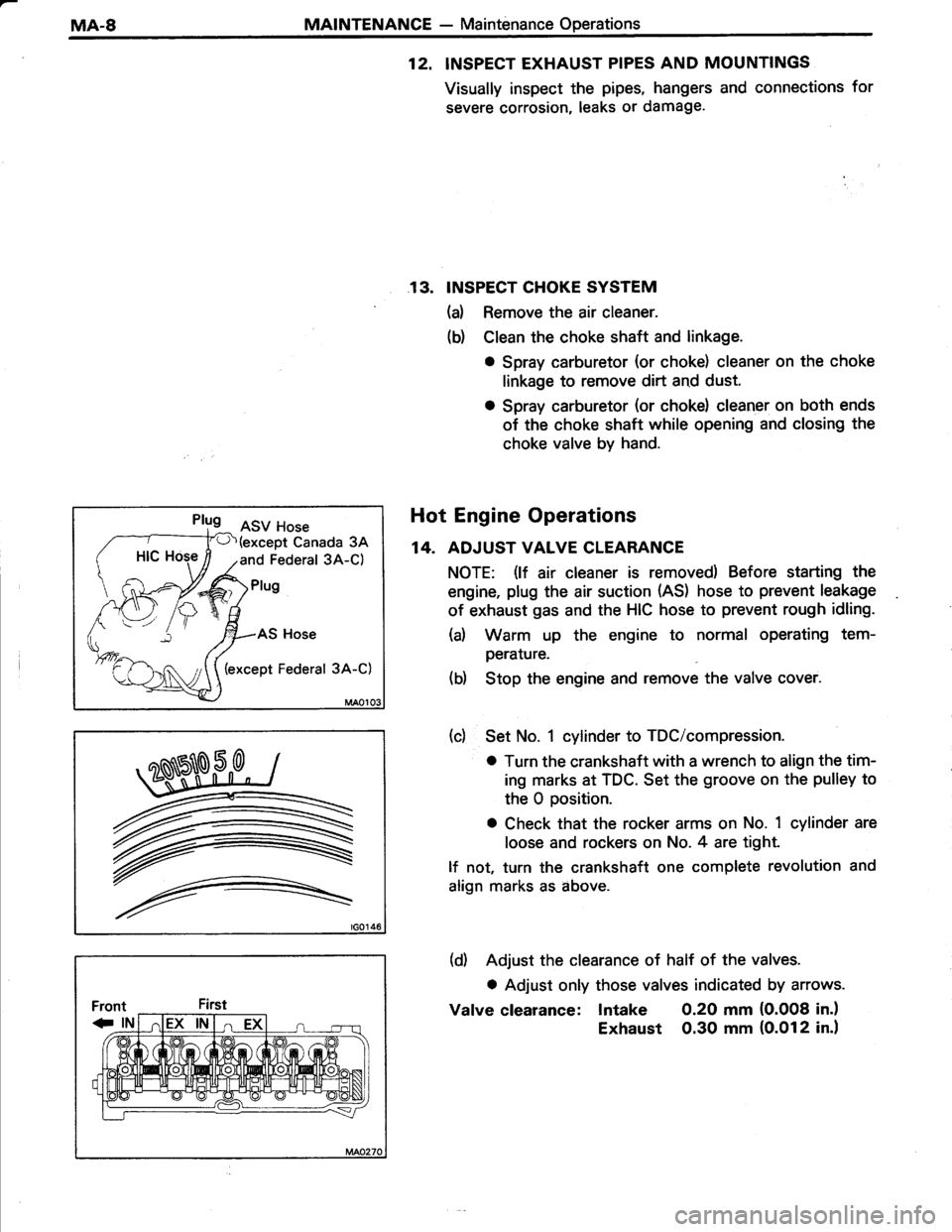 TOYOTA TERCEL 1985 User Guide TOYOTA TERCEL 1985 User Guide