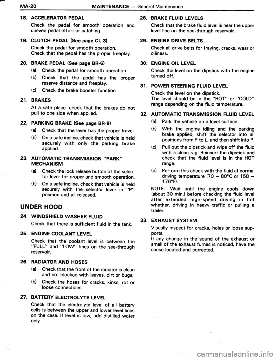 TOYOTA TERCEL 1985 Owners Guide TOYOTA TERCEL 1985 Owners Guide