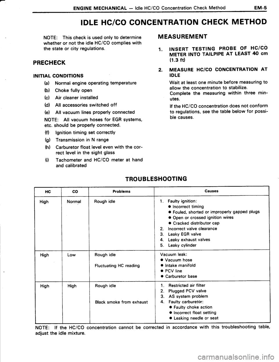 TOYOTA TERCEL 1985 Owners Guide TOYOTA TERCEL 1985 Owners Guide