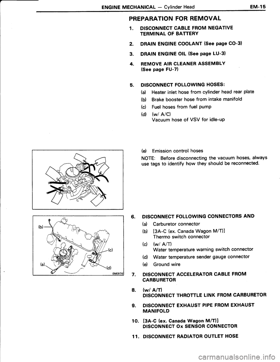 TOYOTA TERCEL 1985 Service Manual 