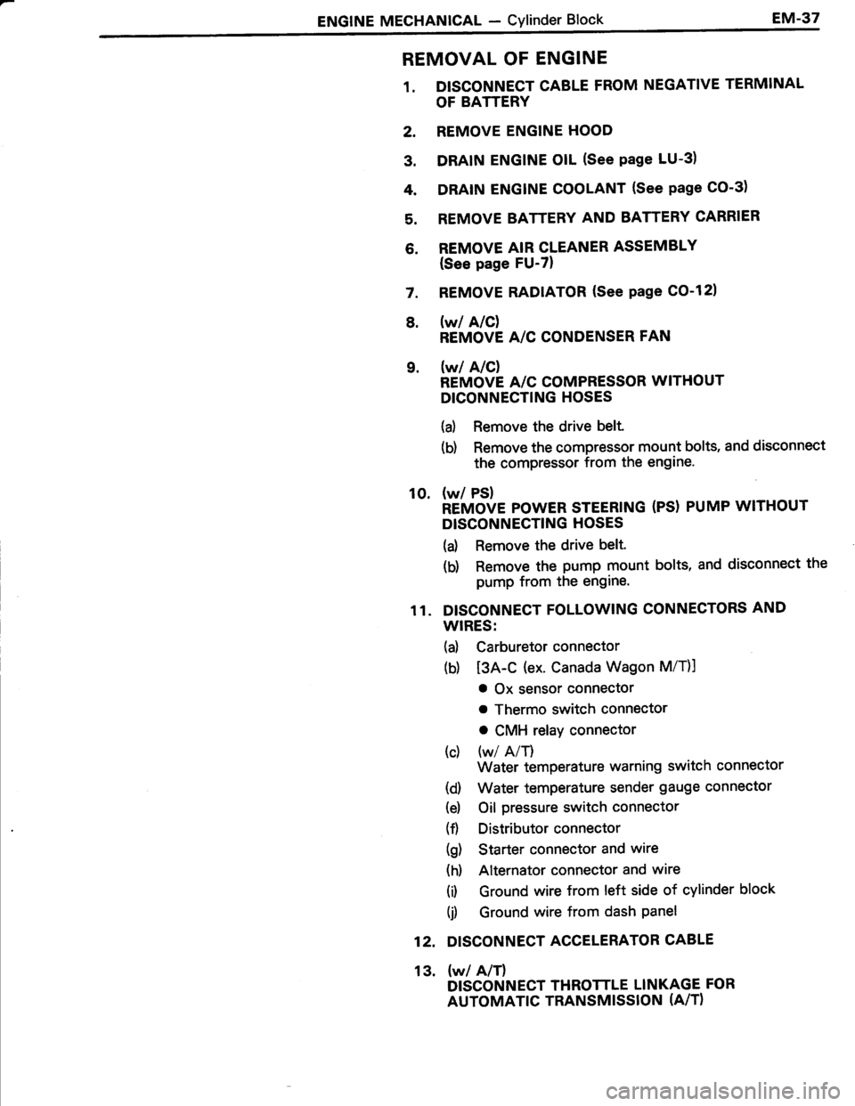 TOYOTA TERCEL 1985 Manual PDF TOYOTA TERCEL 1985 Manual PDF