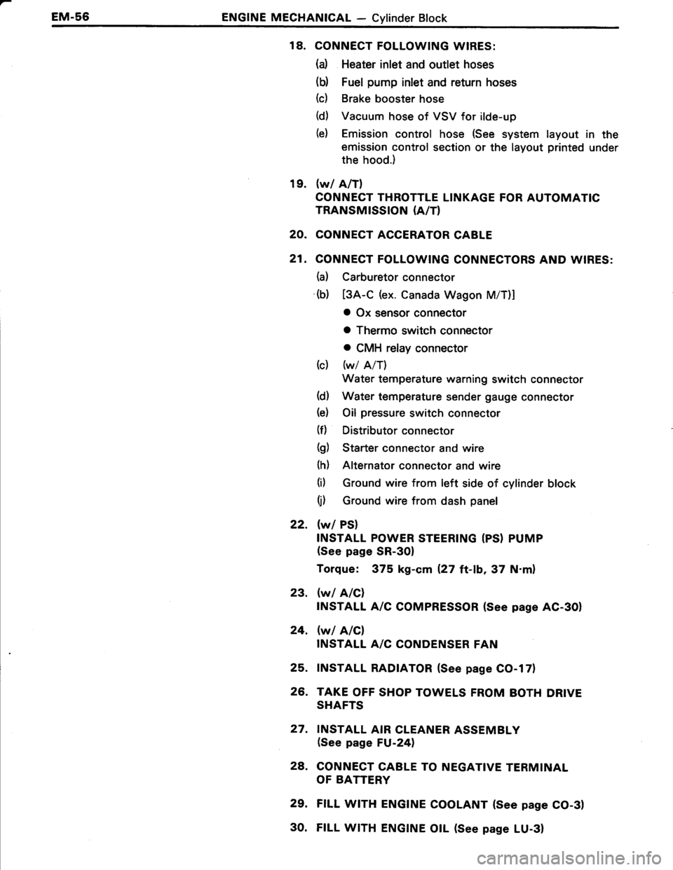 TOYOTA TERCEL 1985 Manual Online 