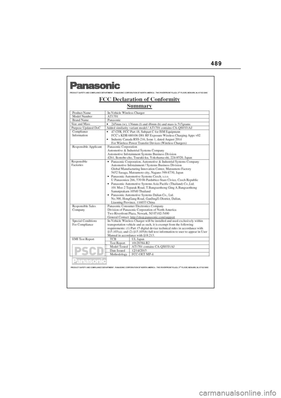 TOYOTA COROLLA HYBRID 2023  Owners Manual 489 