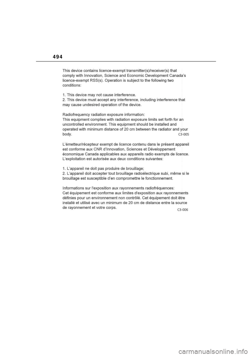 TOYOTA COROLLA HYBRID 2023 Owners Manual 494 TOYOTA COROLLA HYBRID 2023 Owners Manual 494