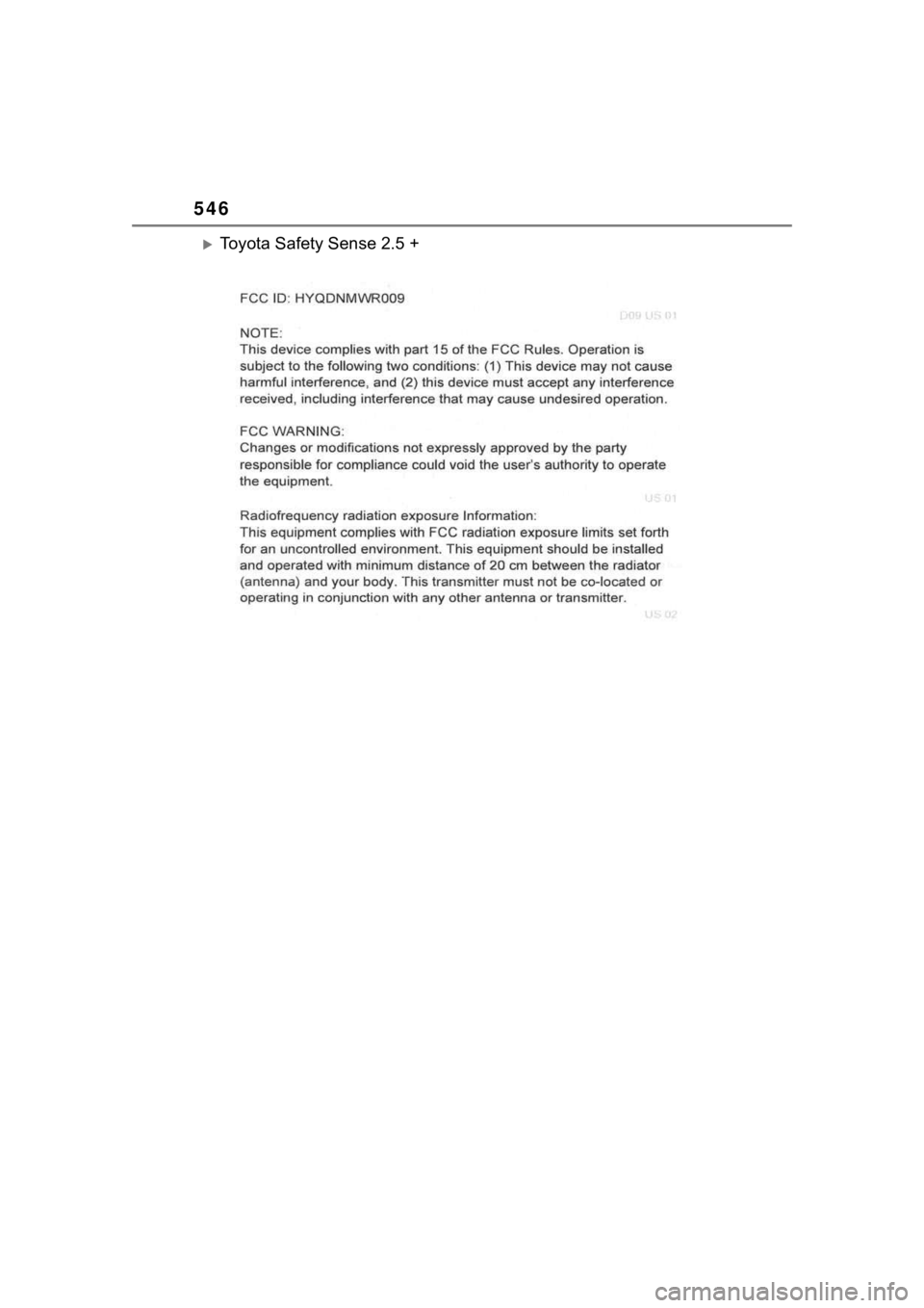 TOYOTA HIGHLANDER 2023  Owners Manual 546
Toyota Safety Sense 2.5 + 