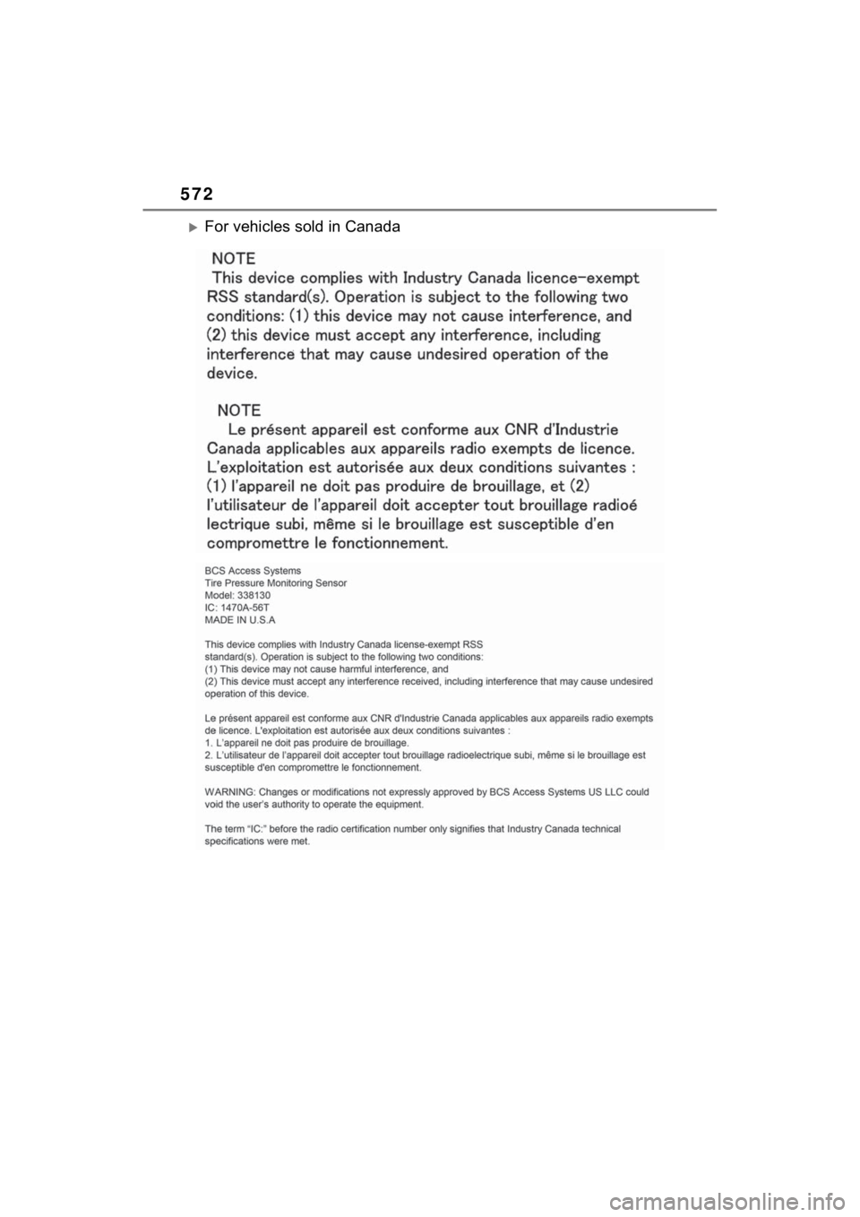 TOYOTA RAV4 2023  Owners Manual 572
For vehicles sold in Canada 