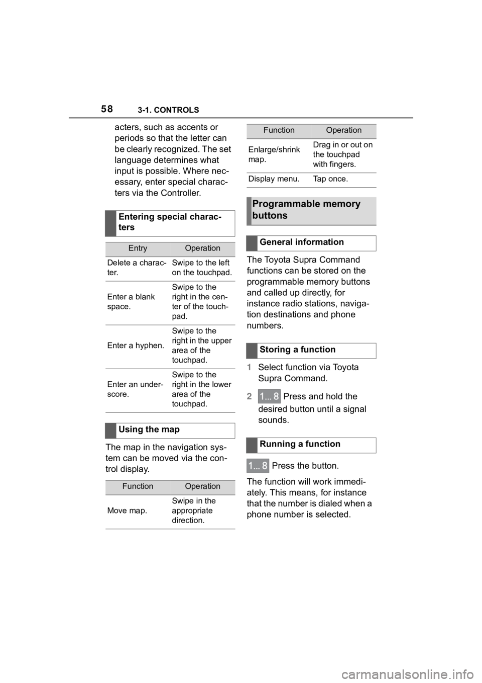 TOYOTA SUPRA 2023  Owners Manual 583-1. CONTROLS
acters, such as accents or 
periods so that the letter can 
be clearly recognized. The set 
language determines what 
input is possible. Where nec-
essary, enter special charac-
ters v