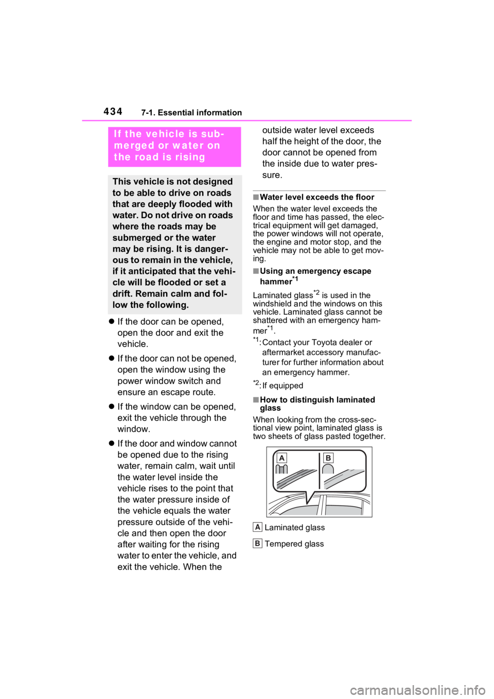 TOYOTA VENZA HYBRID 2023  Owners Manual 4347-1. Essential information
If the door can be opened, 
open the door and exit the 
vehicle.
 If the door can not be opened, 
open the window using the 
power window switch and 
ensure an esca