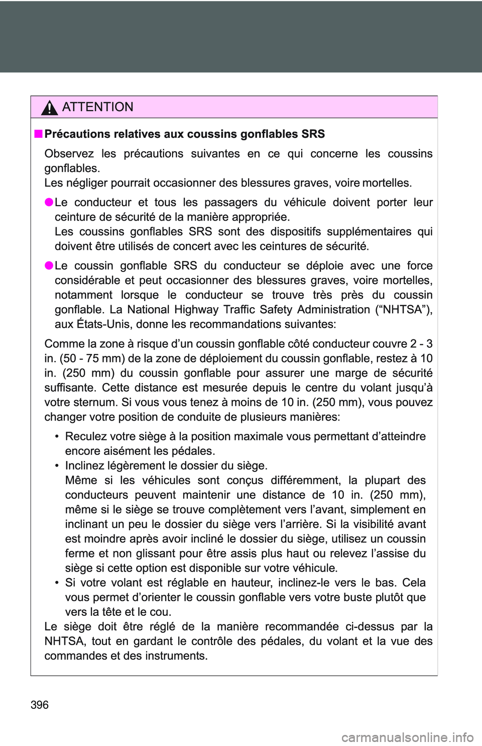 TOYOTA YARIS HATCHBACK 2011  Owners Manual 396 
