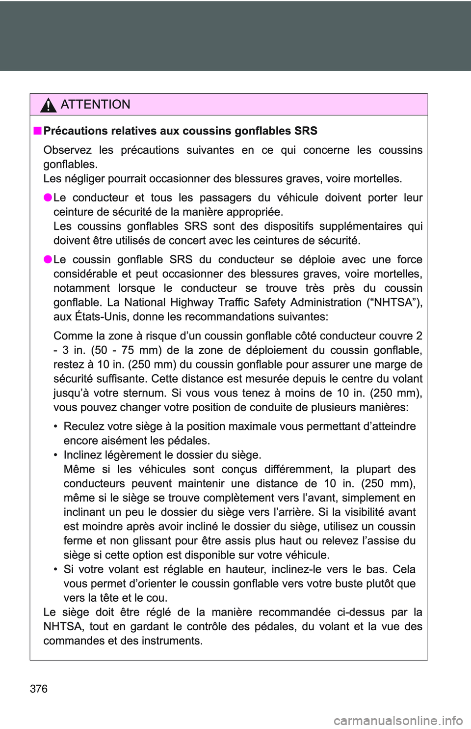 TOYOTA YARIS SEDAN 2011  Owners Manual 376 